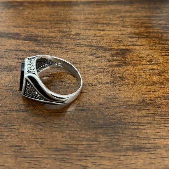Ring men’s black onyx handmade size 10 new 925 - Picture 2 of 6